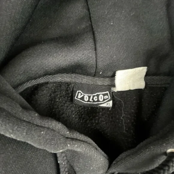 Volcom Iconic Stone Hoodie Mens XL Black Zip Up Fleece Lined Skateboarding Surf - Picture 3 of 8